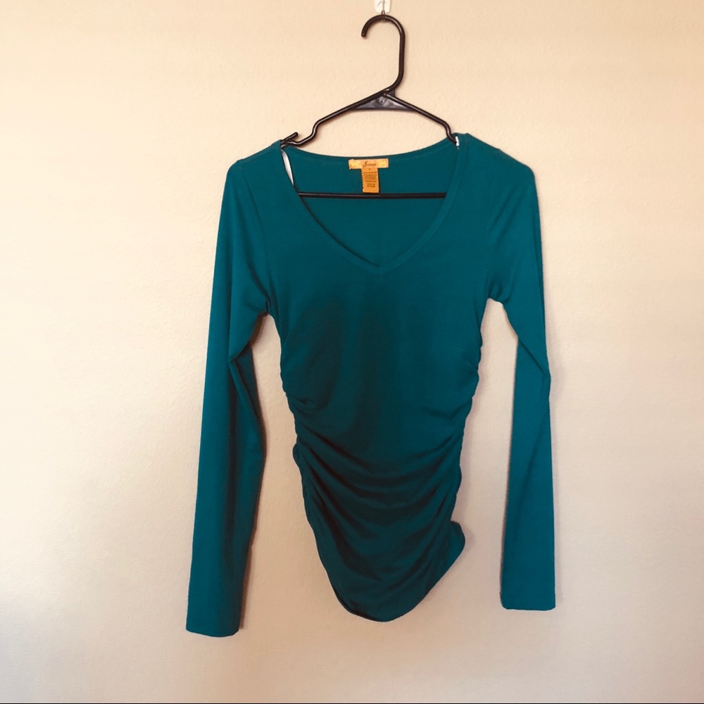 Blue sinched long sleeve top